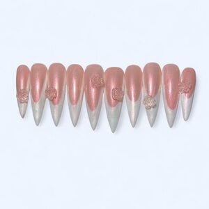 Elegant Pink and Silver Press-On Nails